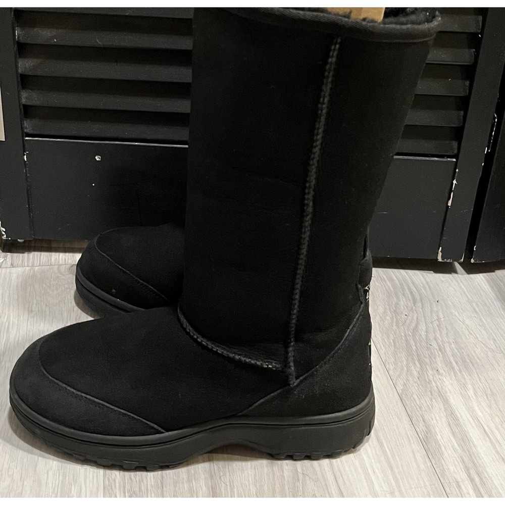 UGG Australia Tall Classic Tasman Braid Black Leather Sheepskin‎ Boots Womes (8)